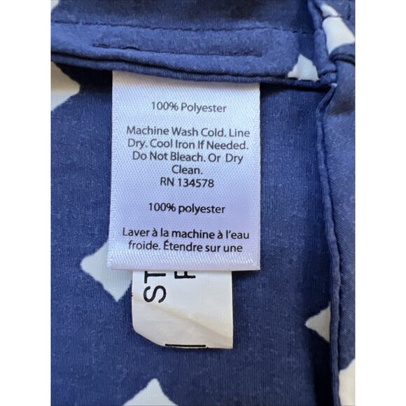 Vineyard Vines Dress Womens 6 Navy Diamond Print Flounce Flutter Sleeve Deep Bay - Picture 7 of 10